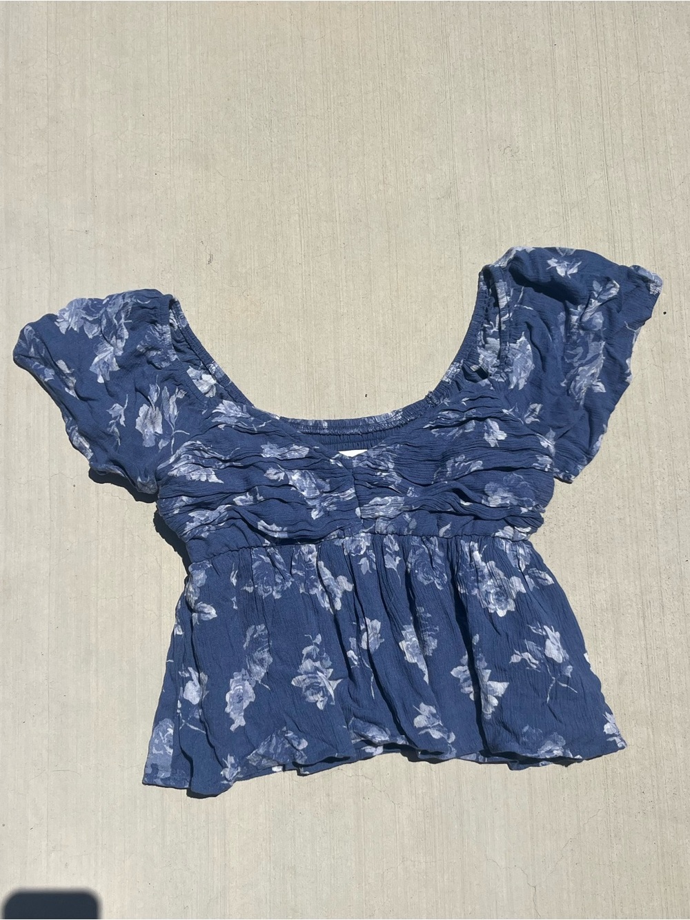 Hollister Blue Floral Babydoll Blouse